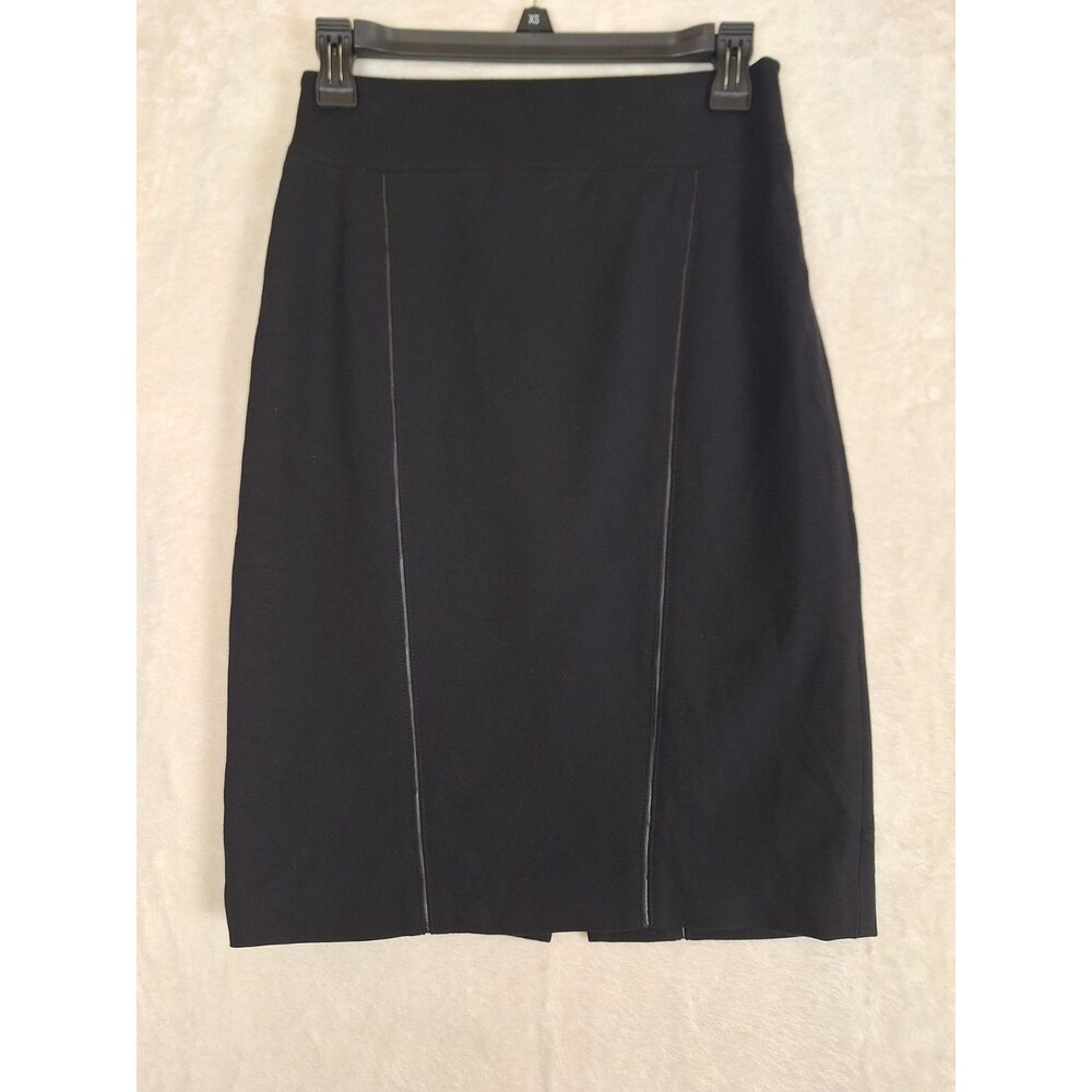 Elie Tahari 0 Black Lined Pencil Reed Skirt Elastic Dart Back Side Zip NWT Pipe